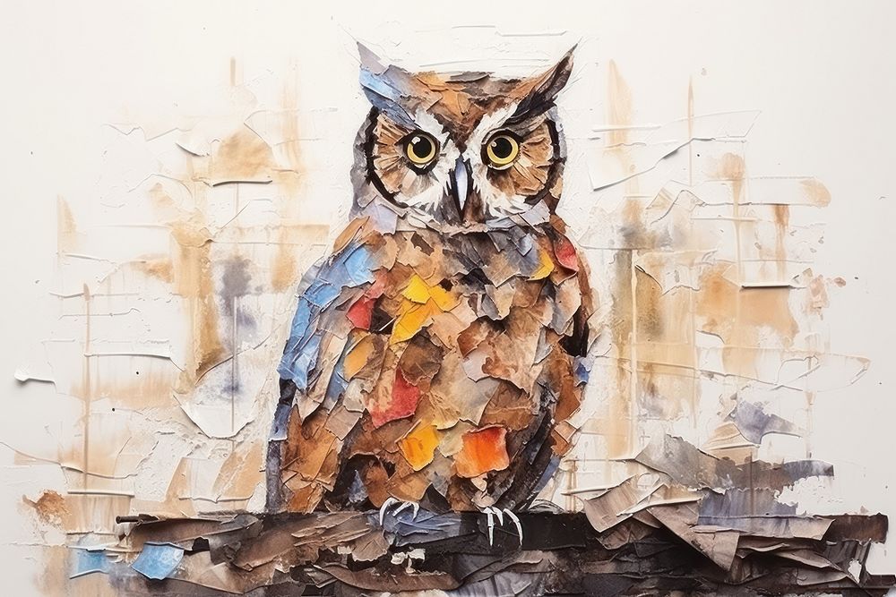 Owl art painting animal.