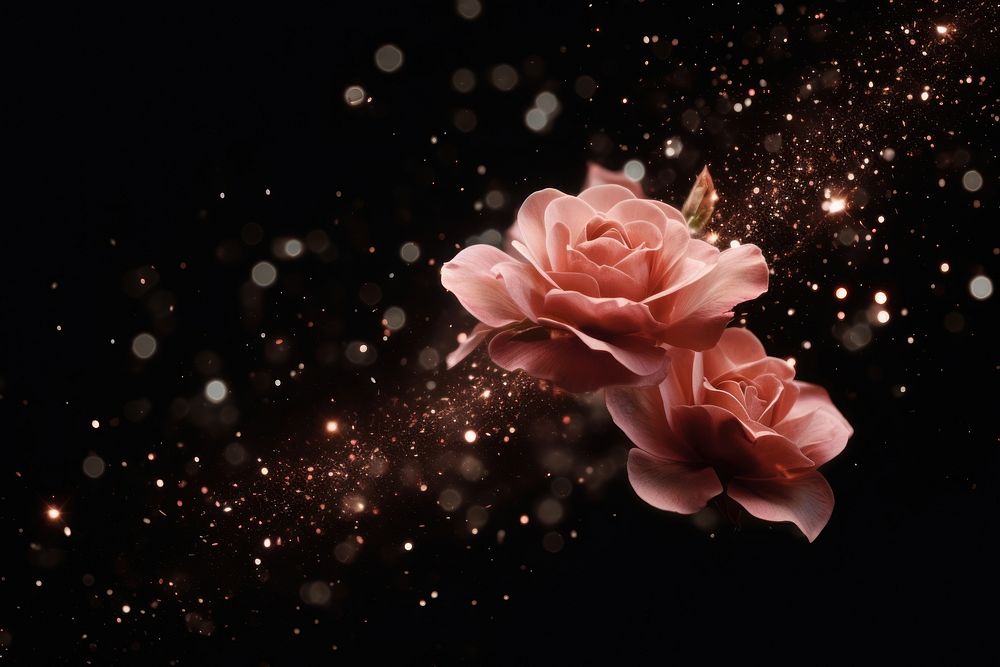 Rose sparkle light glitter outdoors flower petal.
