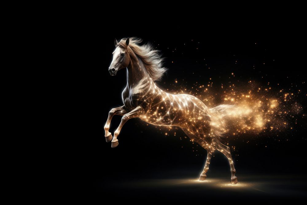 Horse running sparkle light stallion animal mammal.