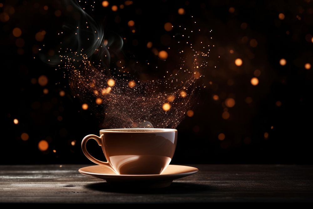 Coffee cup sparkle light glitter drink mug refreshment.