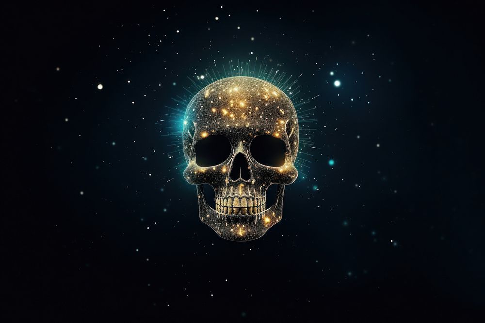 Skull icon shape sparkle light glitter star anthropology illuminated.