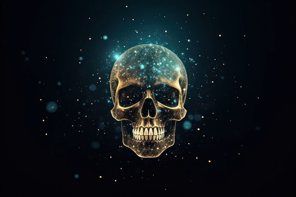 Skull icon shape sparkle light glitter anthropology illuminated astronomy.