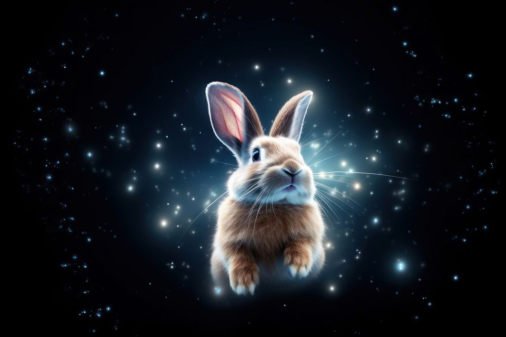 Rabbit running sparkle light glitter astronomy animal mammal.