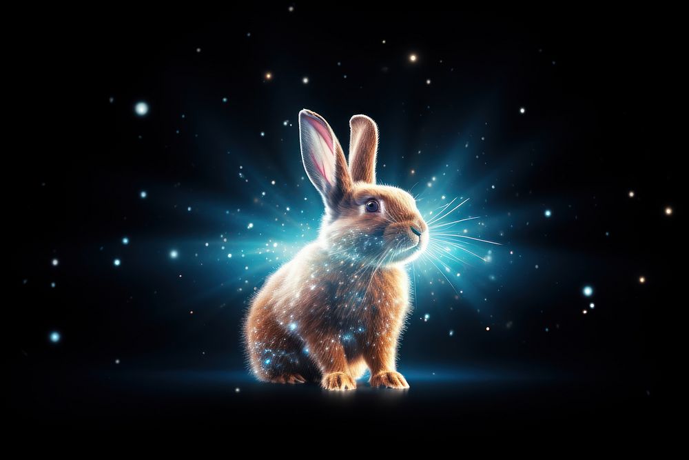 Rabbit running sparkle light glitter animal rodent mammal.