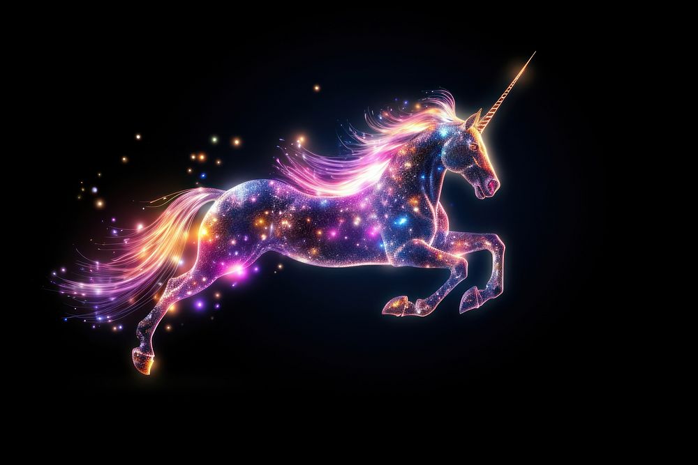 Unicorn running sparkle light glitter animal mammal horse.