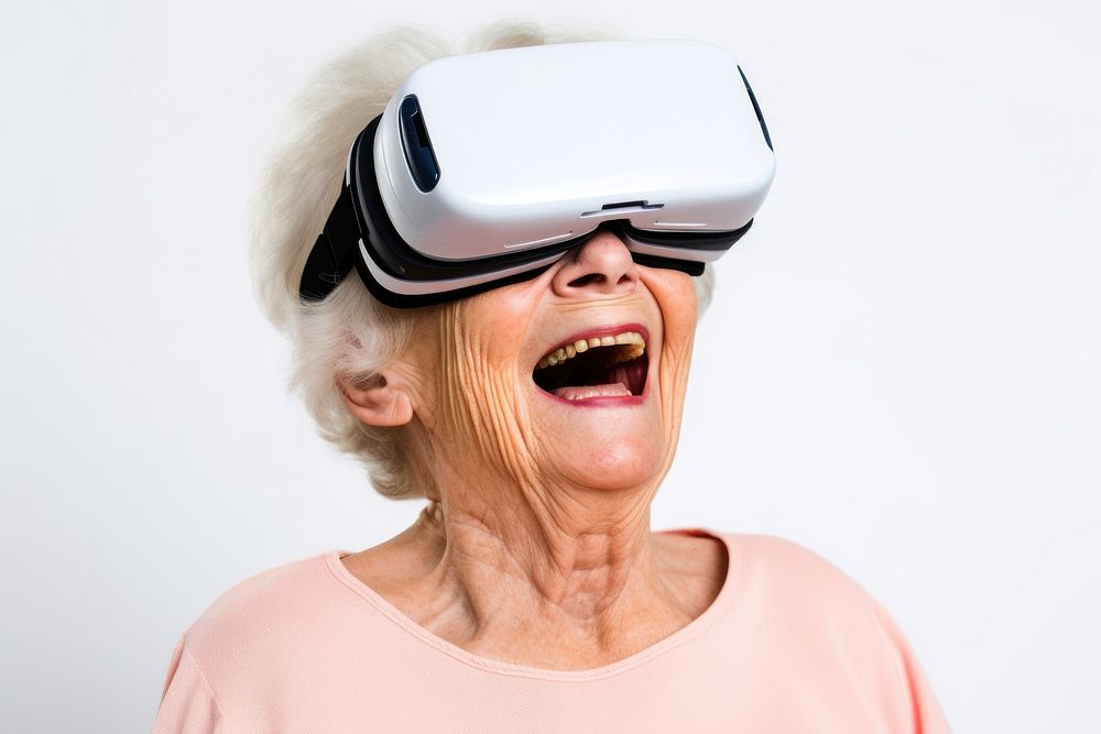 Virtual reality head technology happiness.