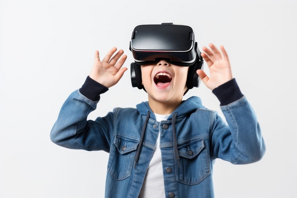 Vr headset white background technology happiness.