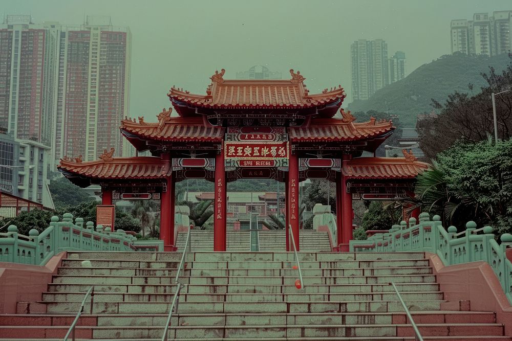 Hong kong temple architecture building landmark.