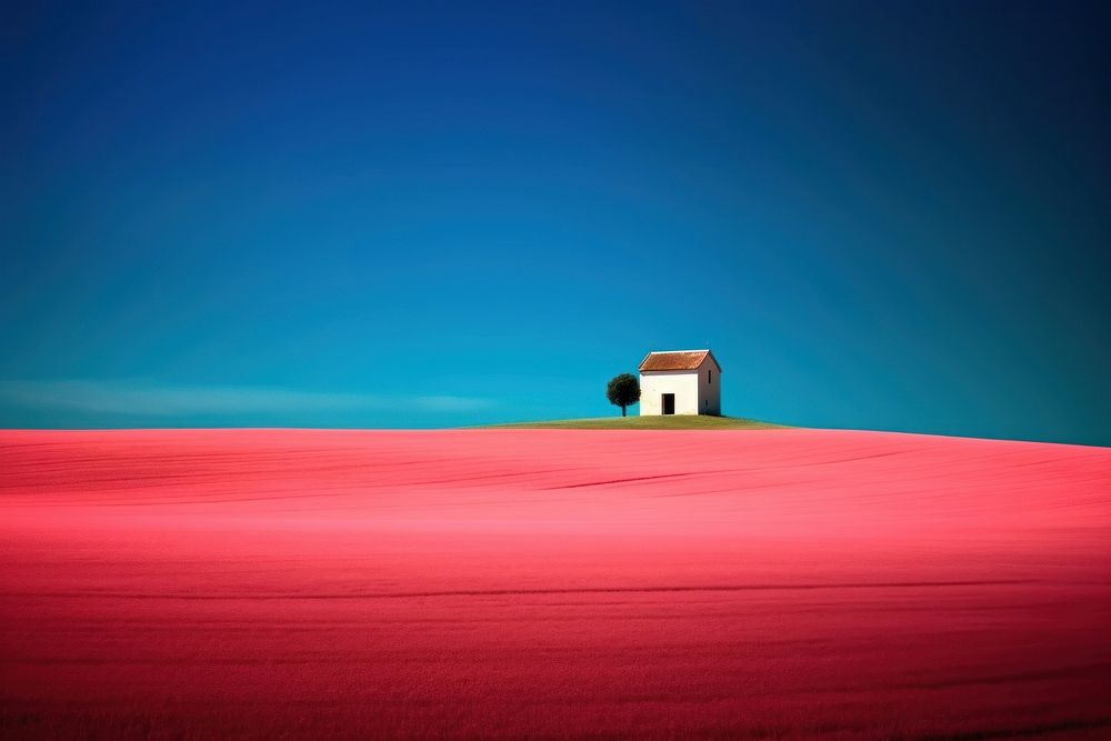 Photo of pink field architecture landscape building.
