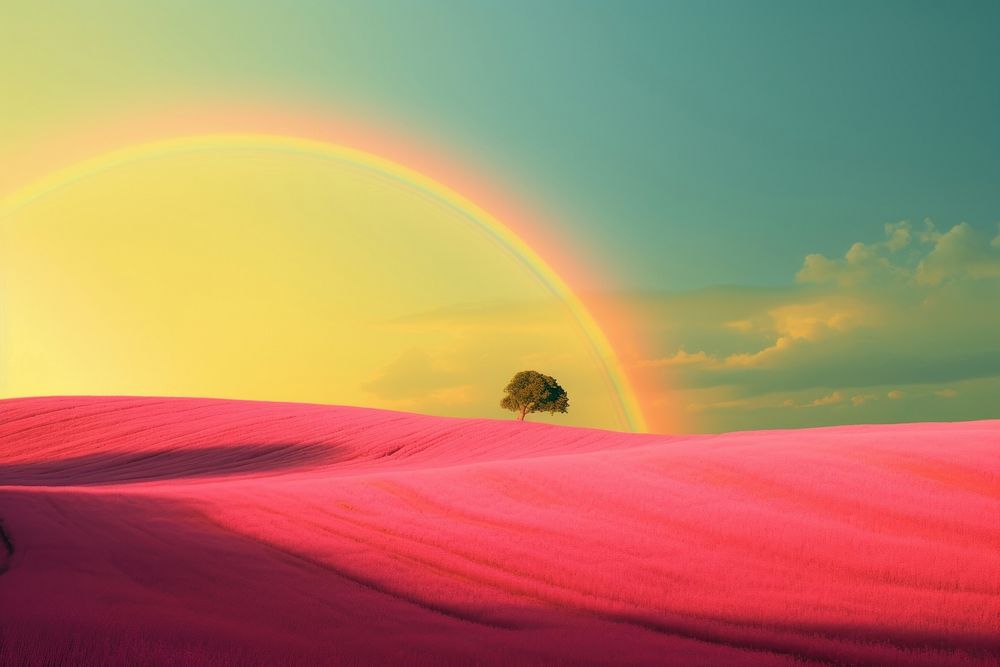 Photo of rainbow landscape sunlight outdoors.