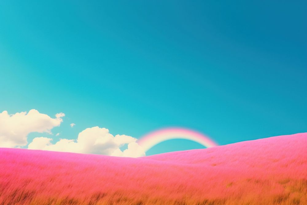 Photo of rainbow landscape outdoors horizon.