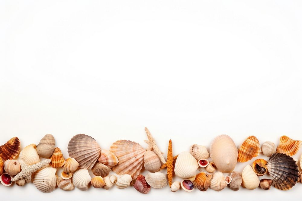 Shells border backgrounds seashell seafood.