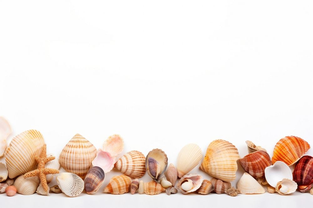Shells border seashell seafood nature.