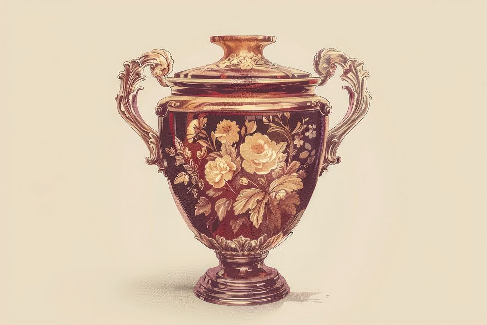 Shiny antique urn decoration creativity.