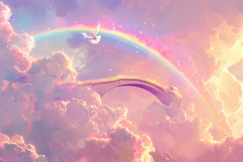 Heavens rainbow sky backgrounds.