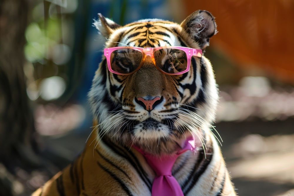 Tiger sunglasses wildlife animal.