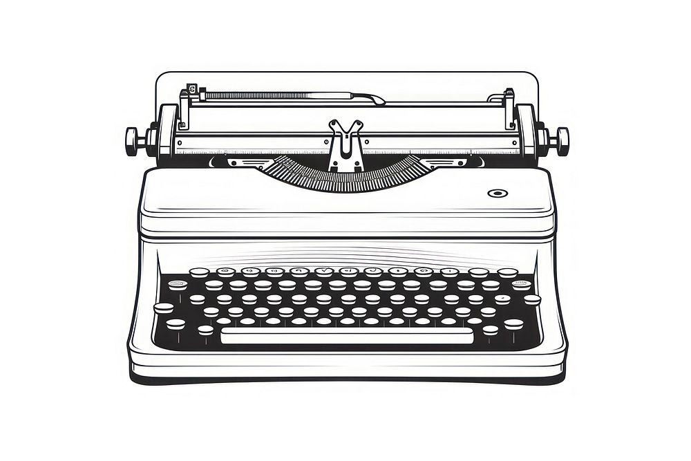 Typewriter sketch white background electronics.