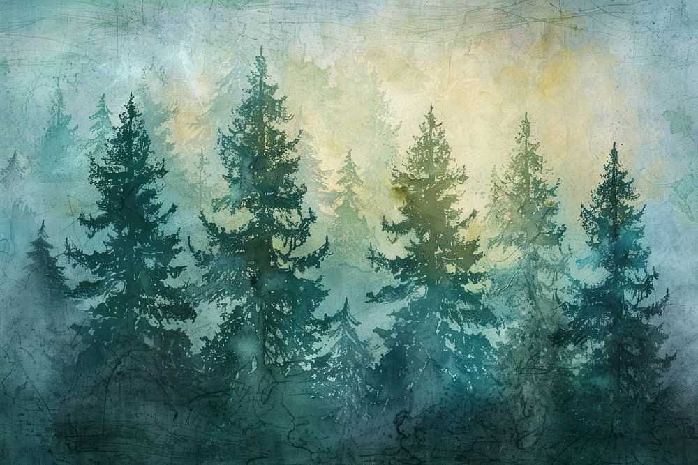 Pine trees painting backgrounds outdoors.