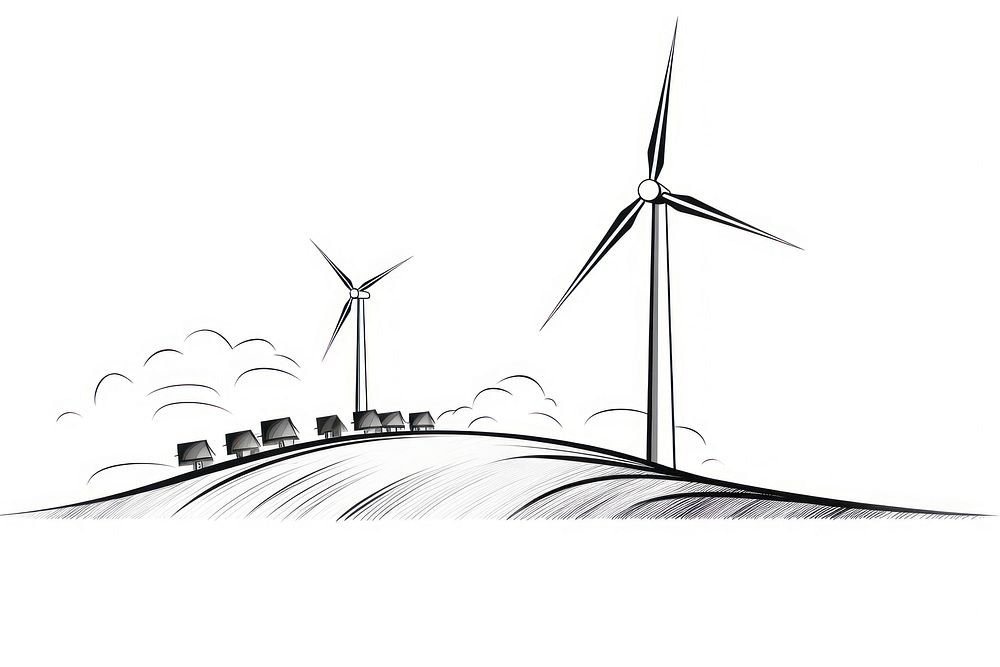 Wind turbine sketch machine drawing.