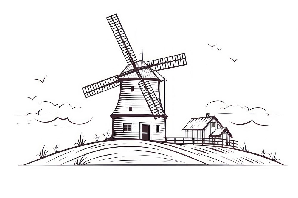 Windmill sketch outdoors drawing.