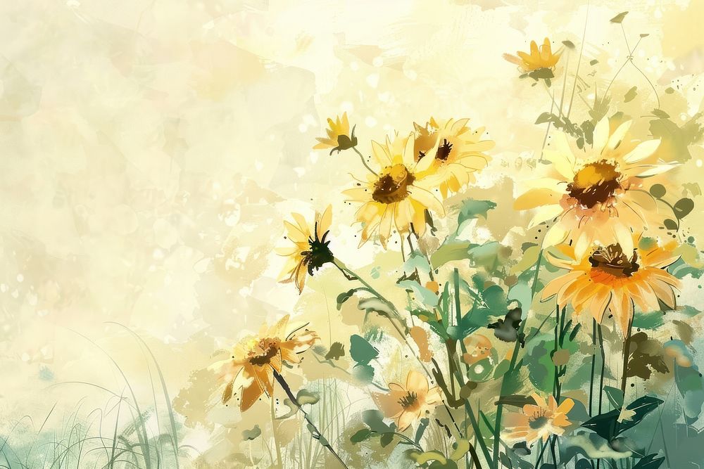 Sunflowers backgrounds outdoors painting.