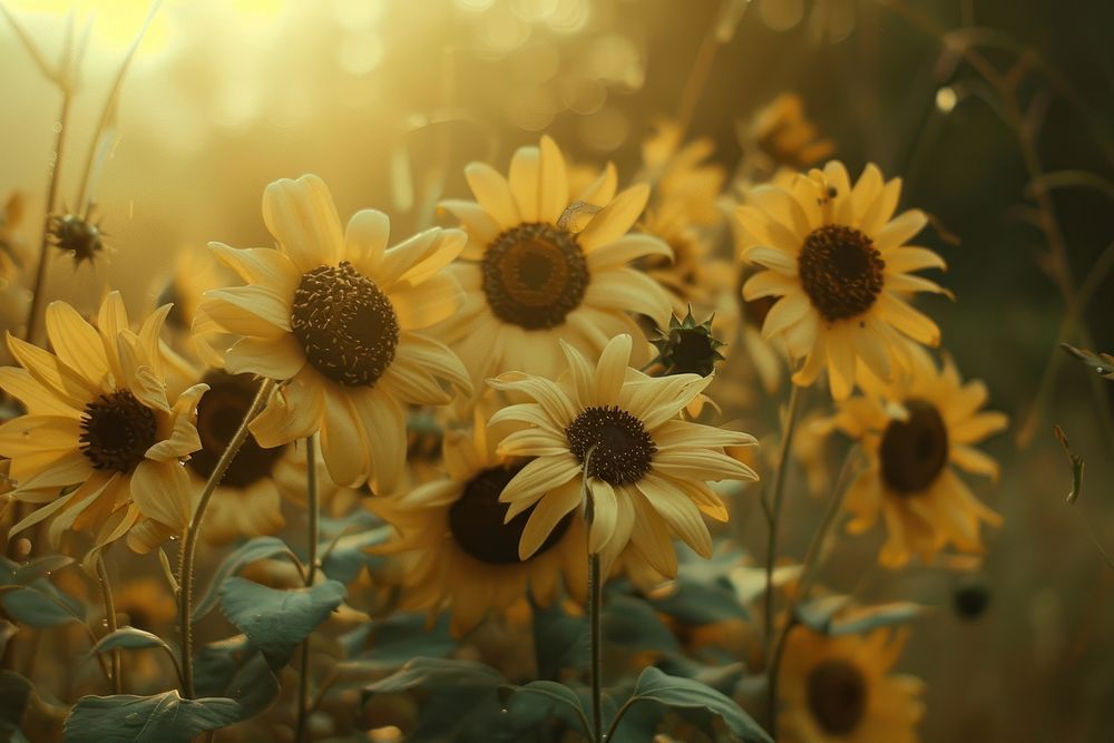 Sunflowers landscape sunlight outdoors.