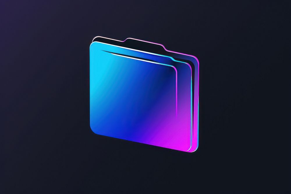 Folder icon blue black background vibrant color.