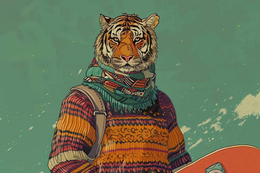 Tiger textile sweater drawing.