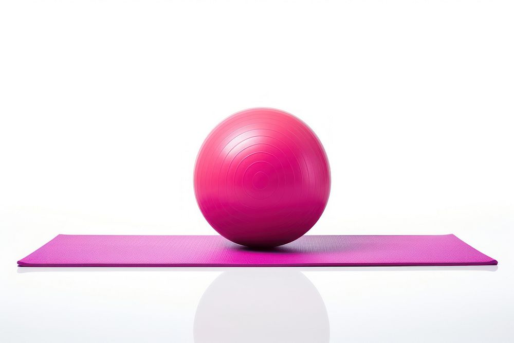 Yoga mat sphere ball white background.