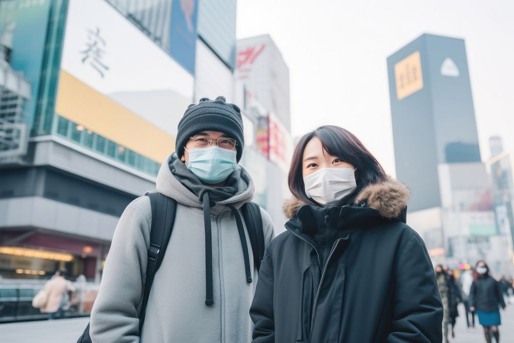 Air pollution adult mask togetherness.