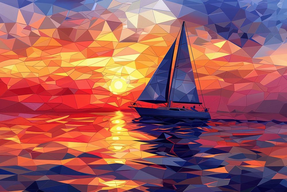 Sunset boat backgrounds sailboat.