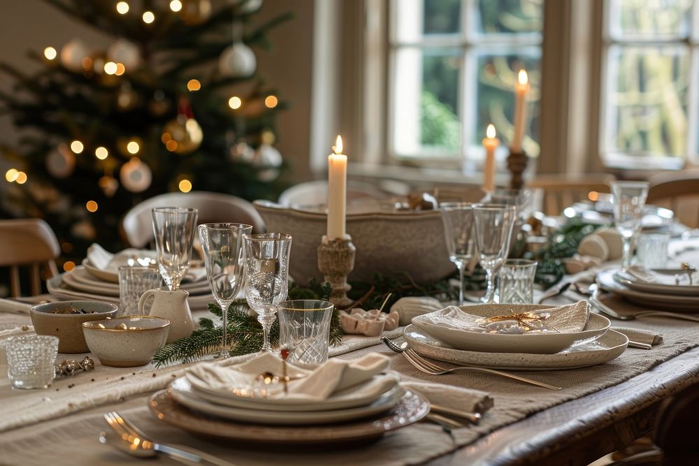 Christmas dinner table furniture.