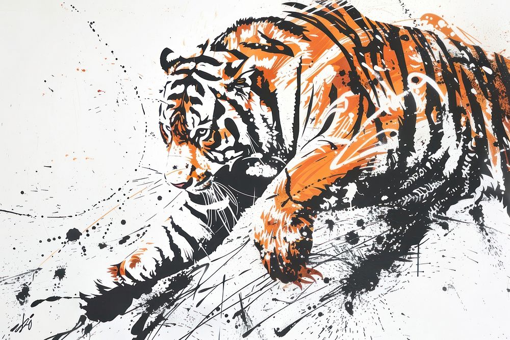 Tiger wildlife drawing animal.