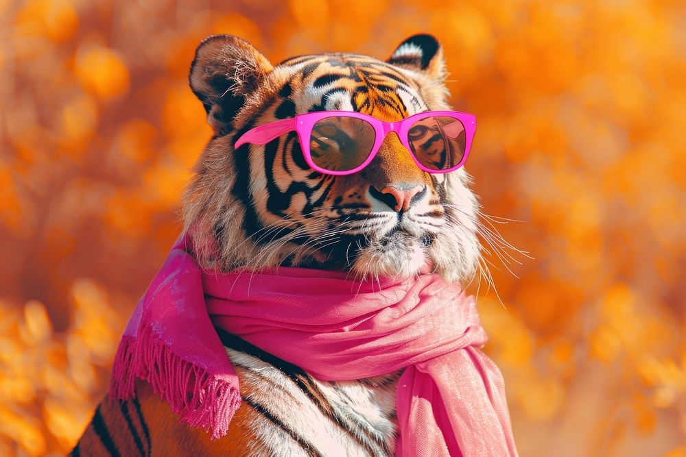 Tiger sunglasses wildlife animal.