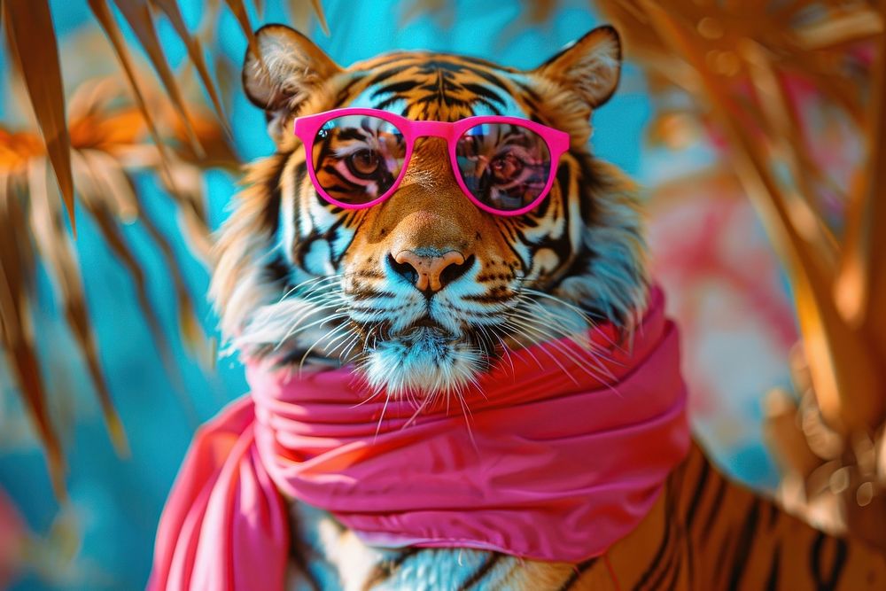 Tiger wildlife portrait glasses.