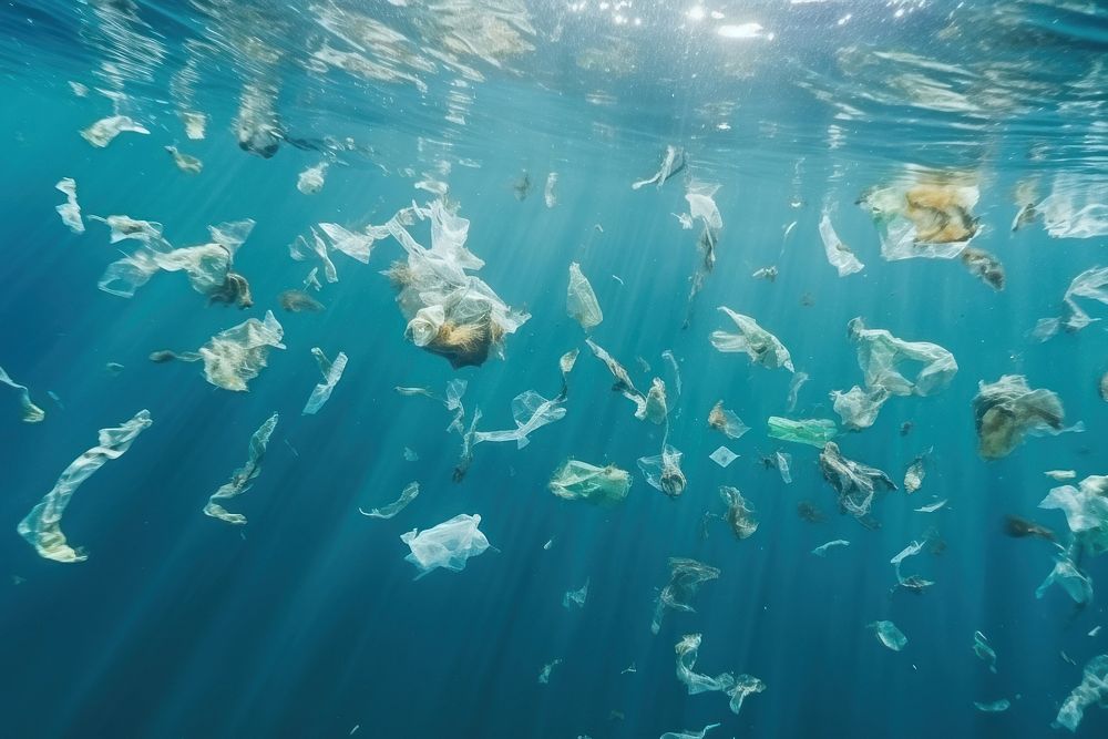 Plastic underwater floating outdoors.