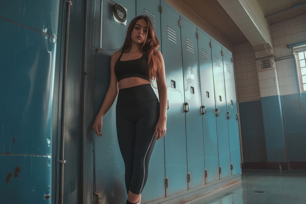 Woman body standing locker adult.