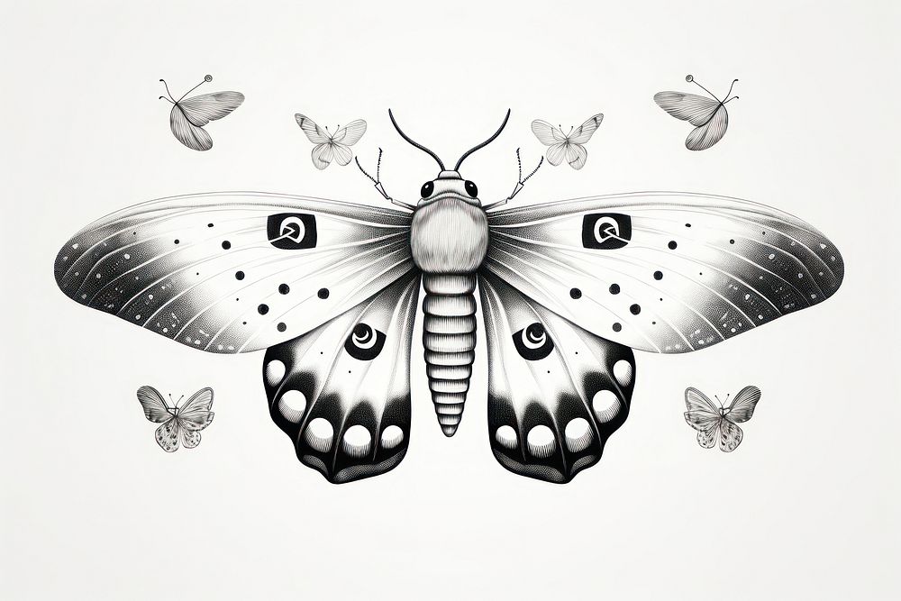 Beautiful moth drawing butterfly insect.