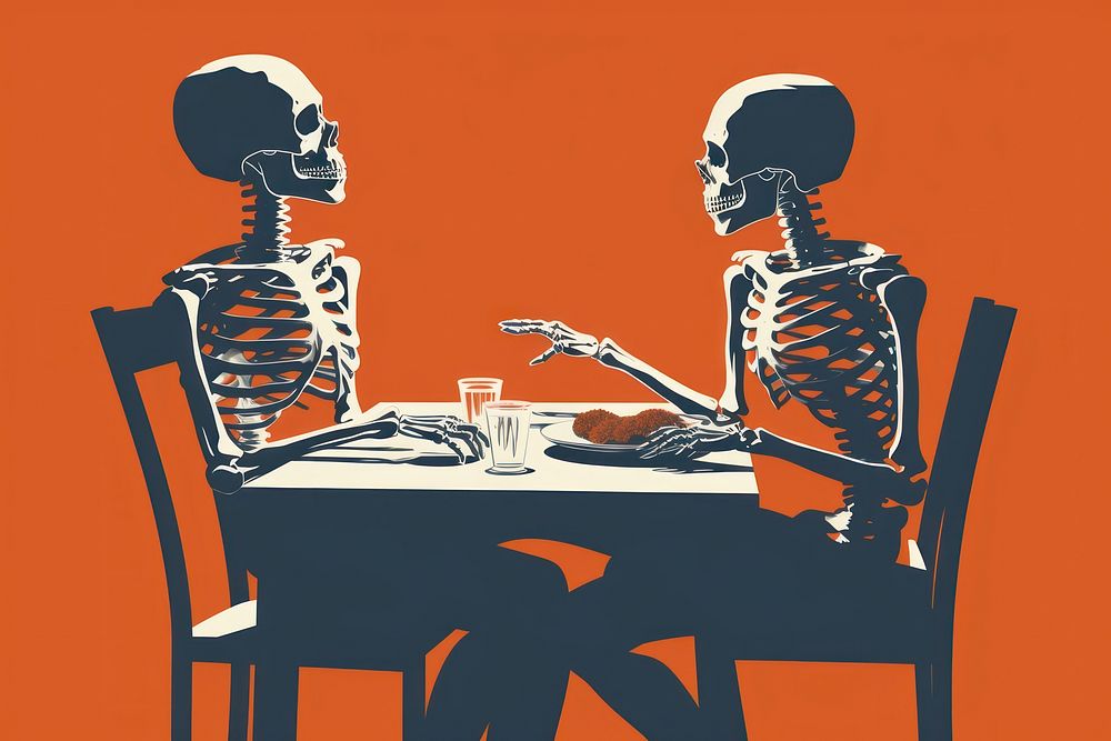 Skeleton furniture table togetherness.
