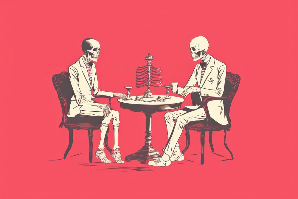 Skeleton table chair adult.