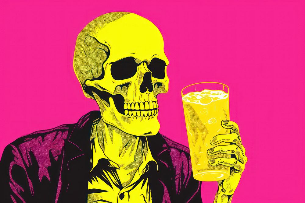 Skeleton drink drinking glass.
