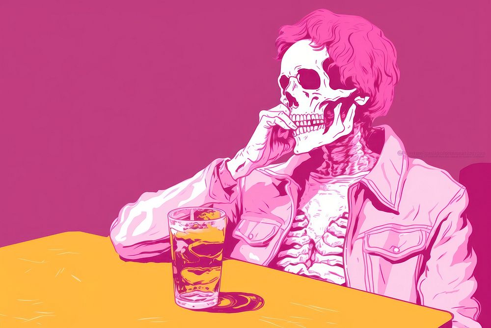 Skeleton drink drinking refreshment.