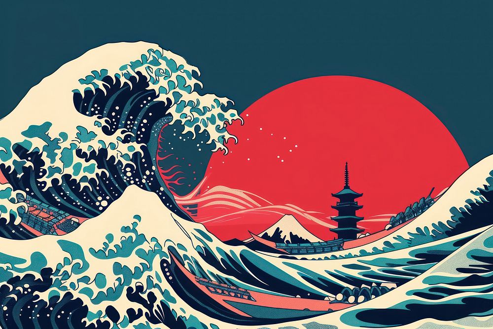 Wave japanese ocean art. | Premium Photo Illustration - rawpixel