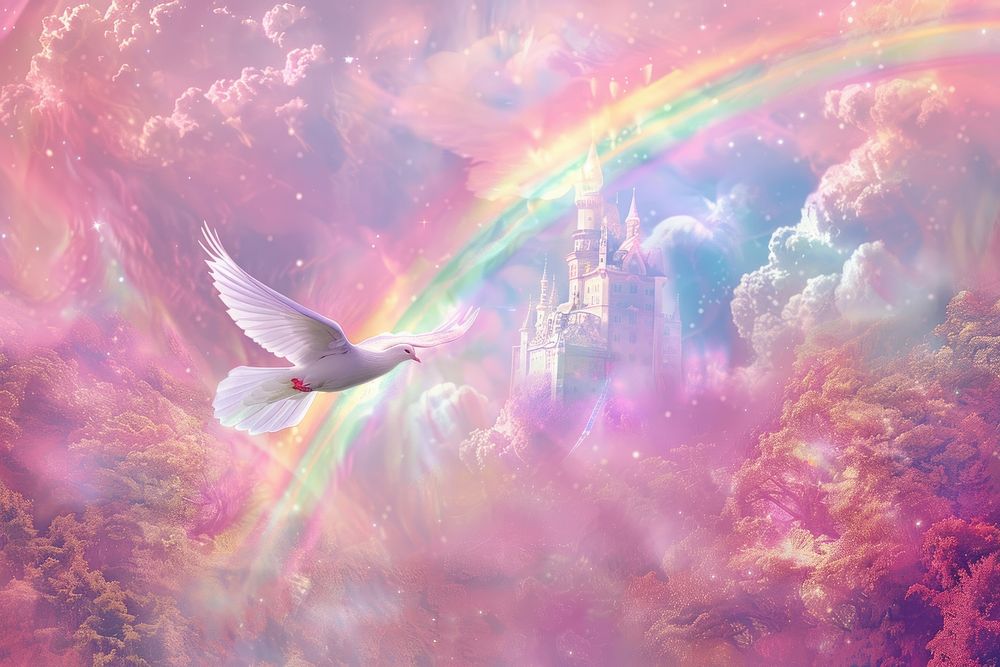 Heaven rainbow flying backgrounds.