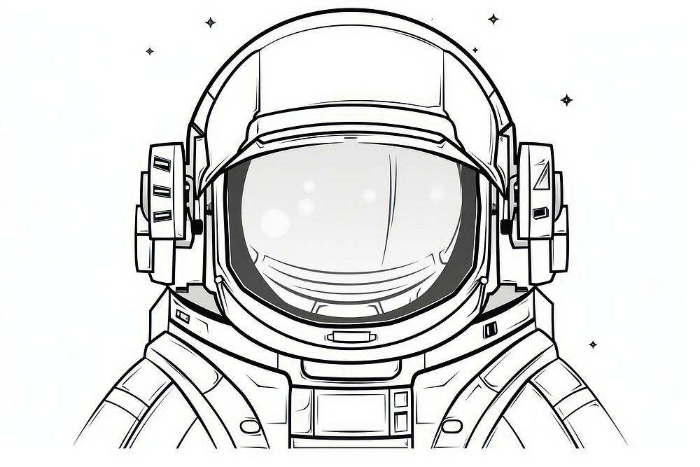 Astronaut helmet sketch drawing illustrated.
