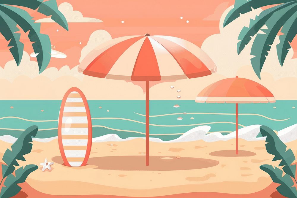 Beach illustrations umbrella outdoors.