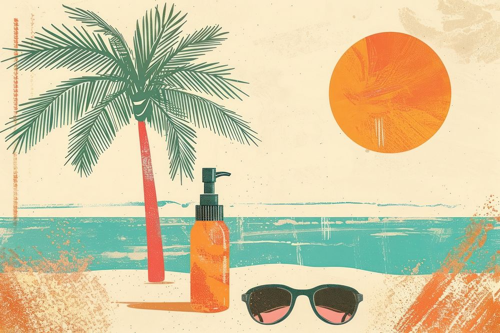 Beach illustration sunglasses outdoors drawing.