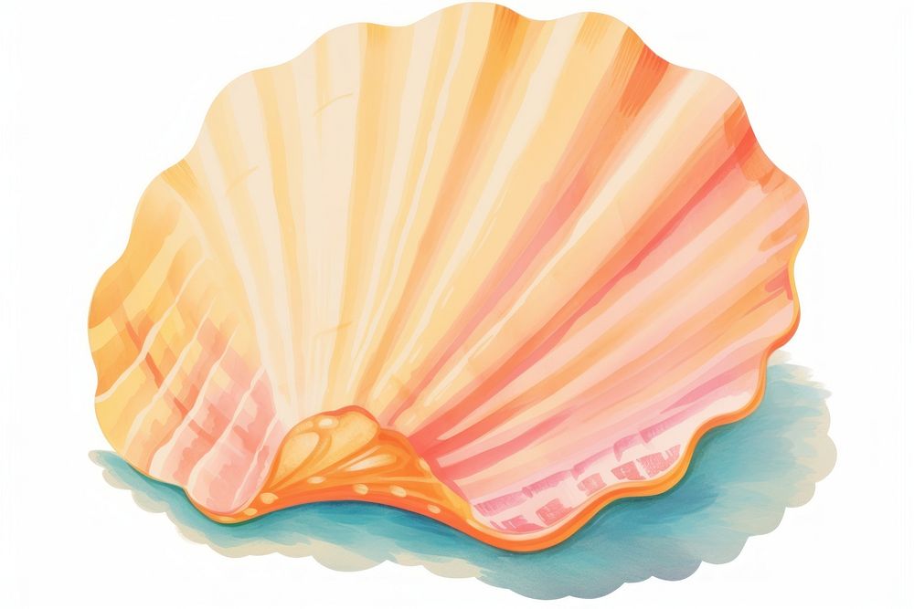 Cute seashell clam white background invertebrate.