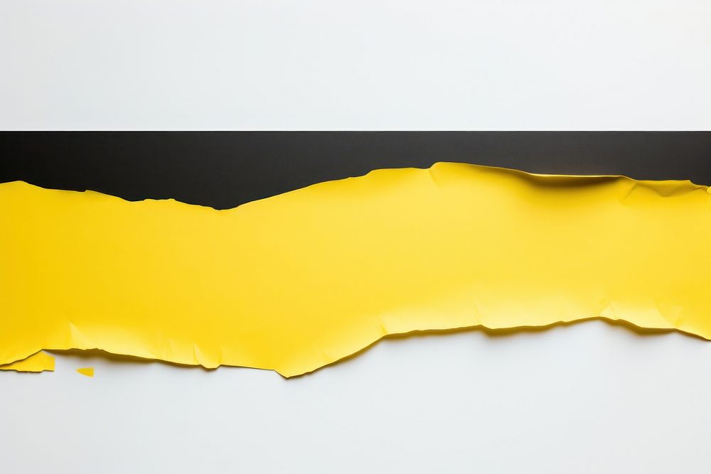 Torn strip of black and yellow paper border backgrounds white background rectangle.