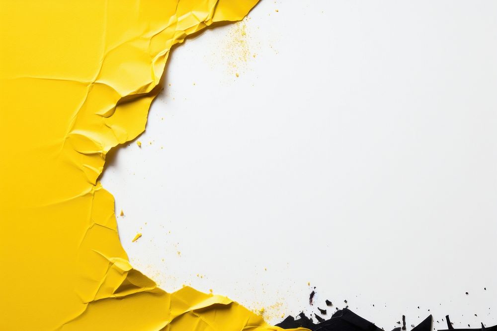 Torn strip of black and yellow paper border backgrounds splattered misfortune.